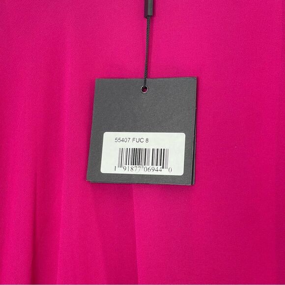 Mac Duggal 55407 High Neck Ruffle Cape Fuchsia (Pink) Chiffon Mini Dress, Size 8 - Picture 7 of 10